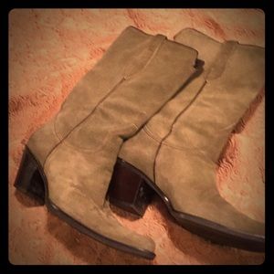 Franco Sarto, Western Style, Green Suede Boots